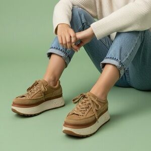 UGG Tan Platform Sneakers with Cream Soles